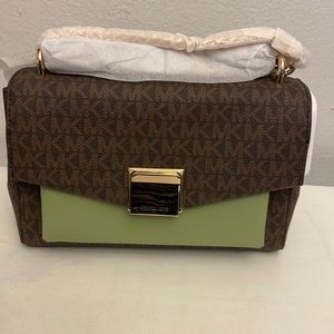 NWT Michael Kors Lita Medium Two-Tone Logo Crossbody Bag